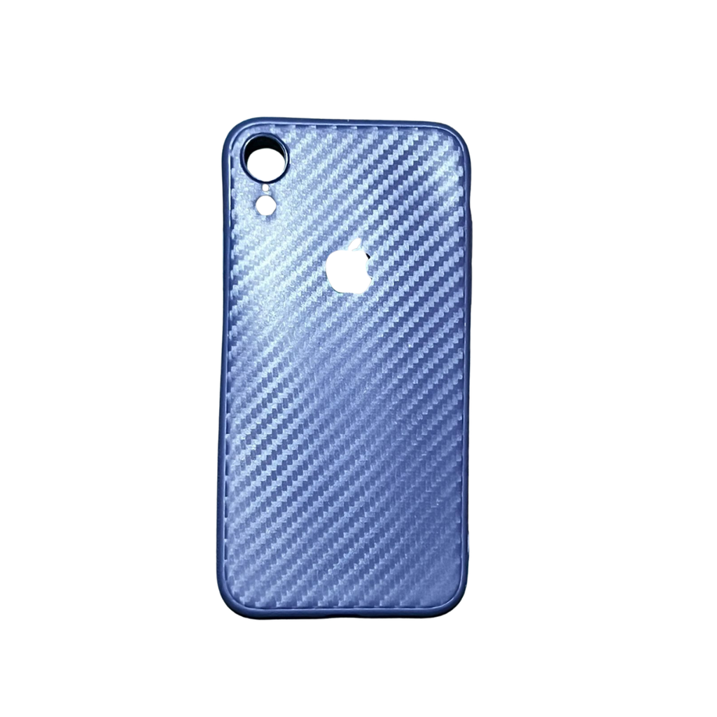 ESTUCHE DISEÑO FIBRA DE CARBONO AZUL IPHONE XR
