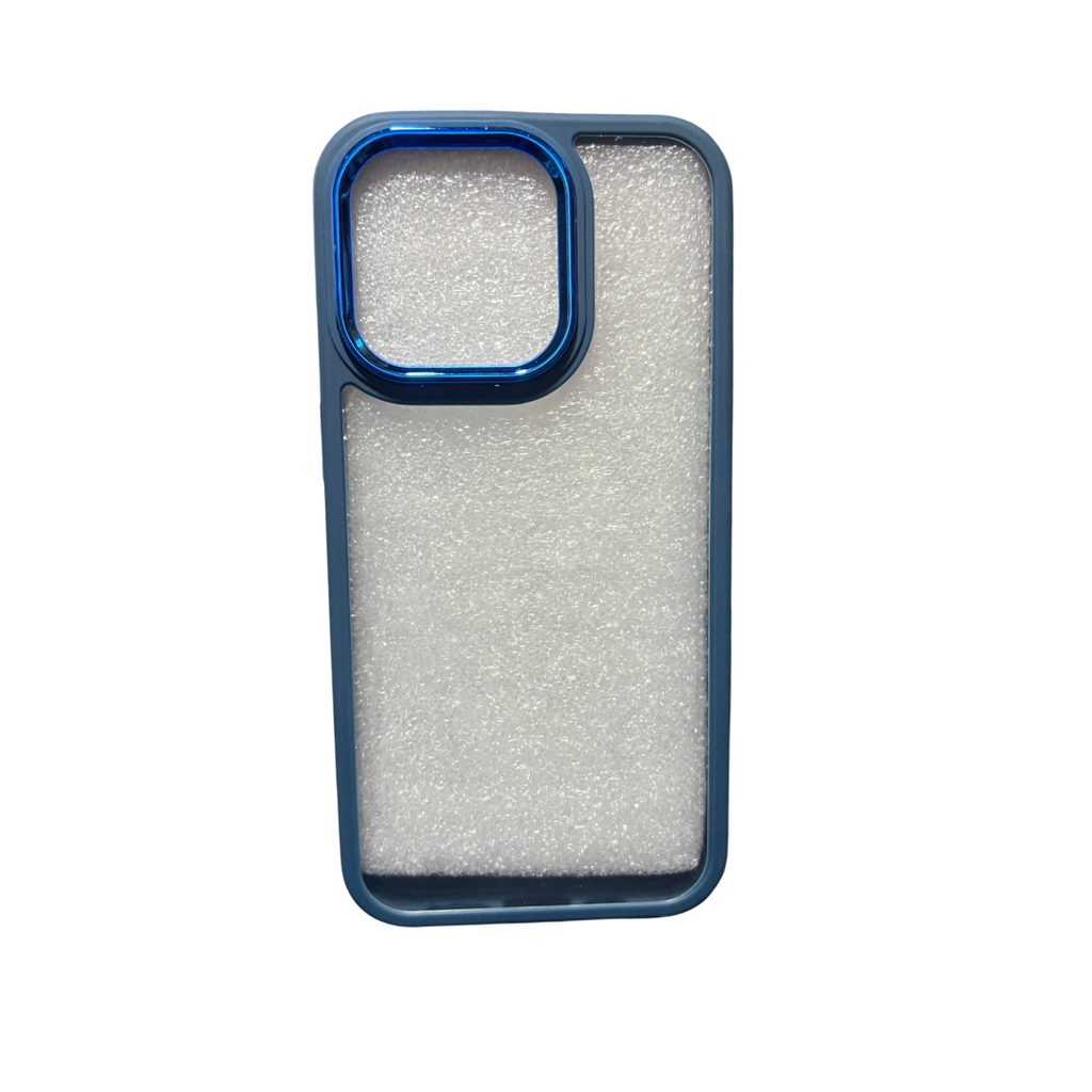 ESTUCHE IPHONE 14 TRANSPARENTE CELESTE
