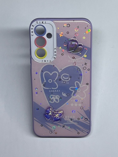 Estuche lila y rosa decorado Samsung A34 5G