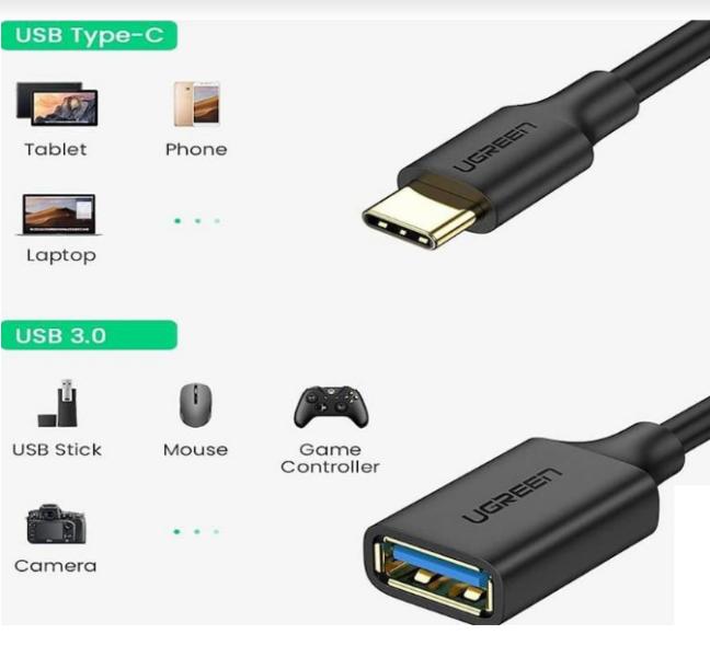 ADAPTADOR OTG USB TIPO C A USB TIPO A HEMBRA US154 30701 NEGRO