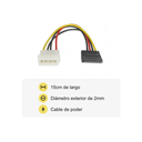 Cable de Poder de Molex a SATA de 15cm, AGI-1932 CN4