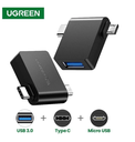 CONVERTIDOR MICRO B USB TIPO C A USB TIPO A 30453 UGREEN NEGRO