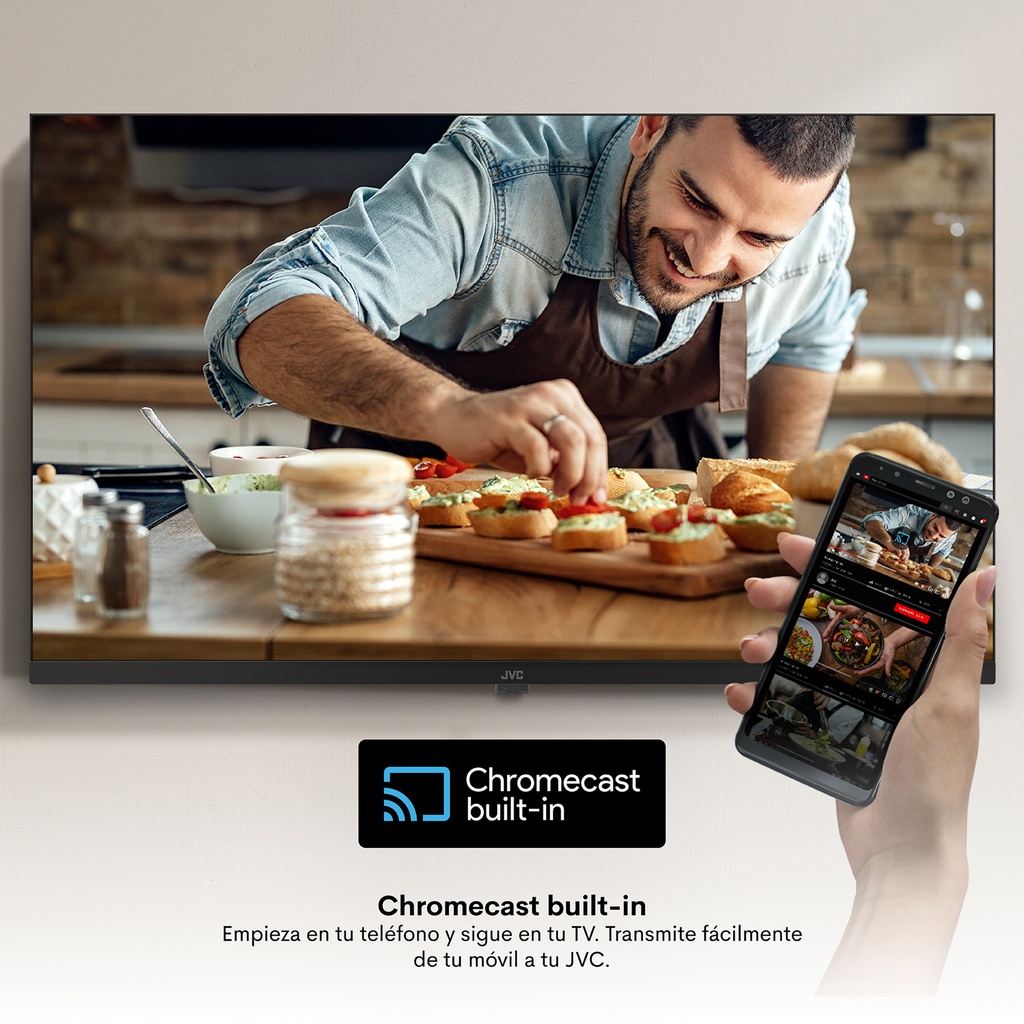 JVC televisor ISDBT 86" QLED 4K Frameless con google TV OS - LT-86KB738