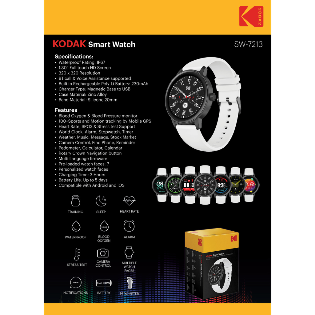 Kodak reloj inteligente SW7211 oro rosa 1,32" full touch
