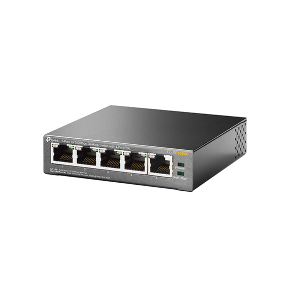 TP-link switch omada de escritorio de 5 puertos a 10/100 Mbps con PoE de 4 puertos - TL-SF1005P