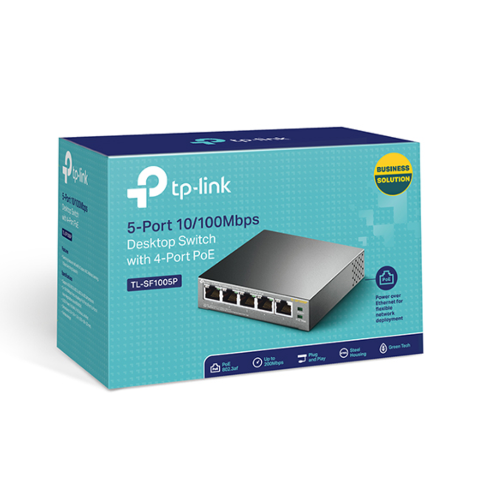 TP-link switch omada de escritorio de 5 puertos a 10/100 Mbps con PoE de 4 puertos - TL-SF1005P