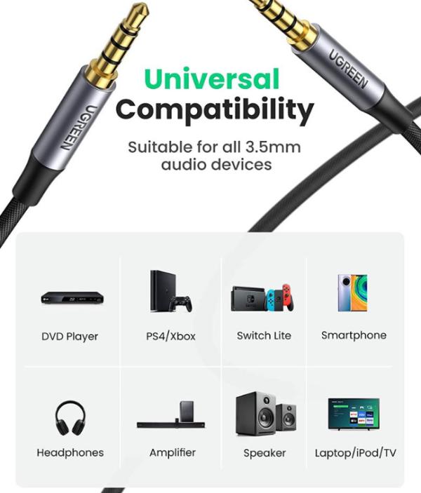 CABLE 3.5MM MACHO A 3.5MM MACHO AV183 20782 UGREEN 2M AZUL