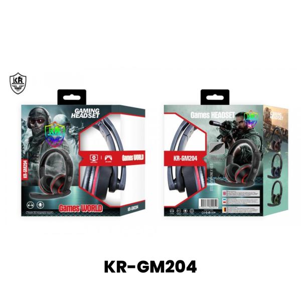 AUDIFONOS GAMING HEADSET CON CABLE STEREO MP3 KR-GM204 PS4 XBOX COLOR ROJO