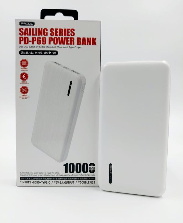 BATERIA EMERGENCIA 10000 MAH MODELO PD-P69 PRODA BLANCO