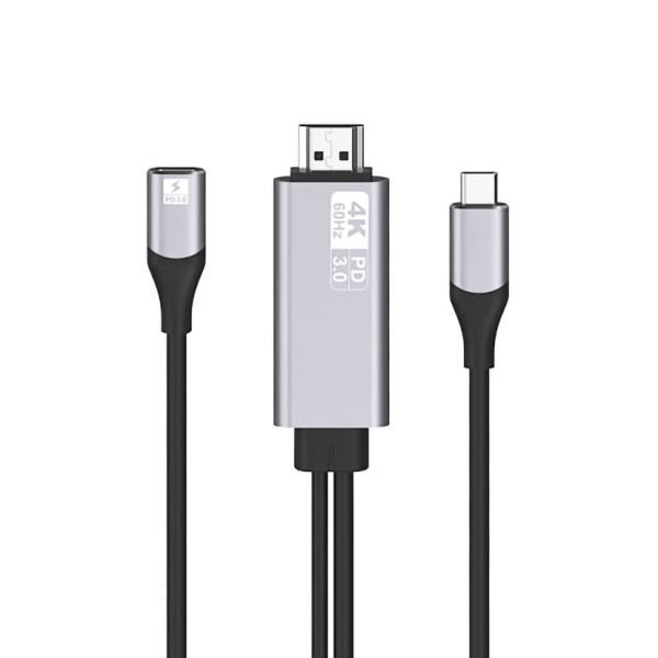 CABLE ADAPTADOR TIPO C A HDMI 4K 60HZ CON USB C CON SOPORTE PD CARGA RAPIDA OTN 9572PD 1.8M