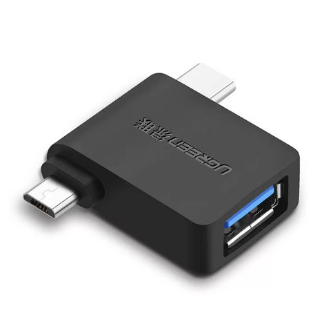 CONVERTIDOR MICRO B USB TIPO C A USB TIPO A 30453 UGREEN NEGRO