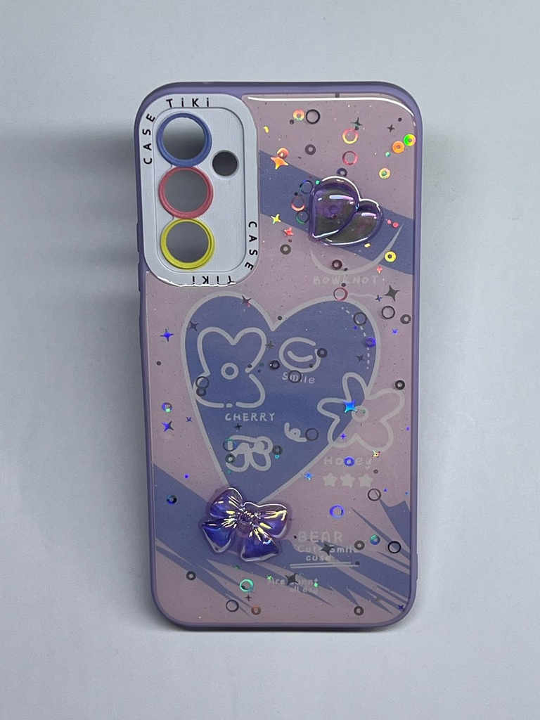 Estuche lila y rosa decorado Samsung A34 5G
