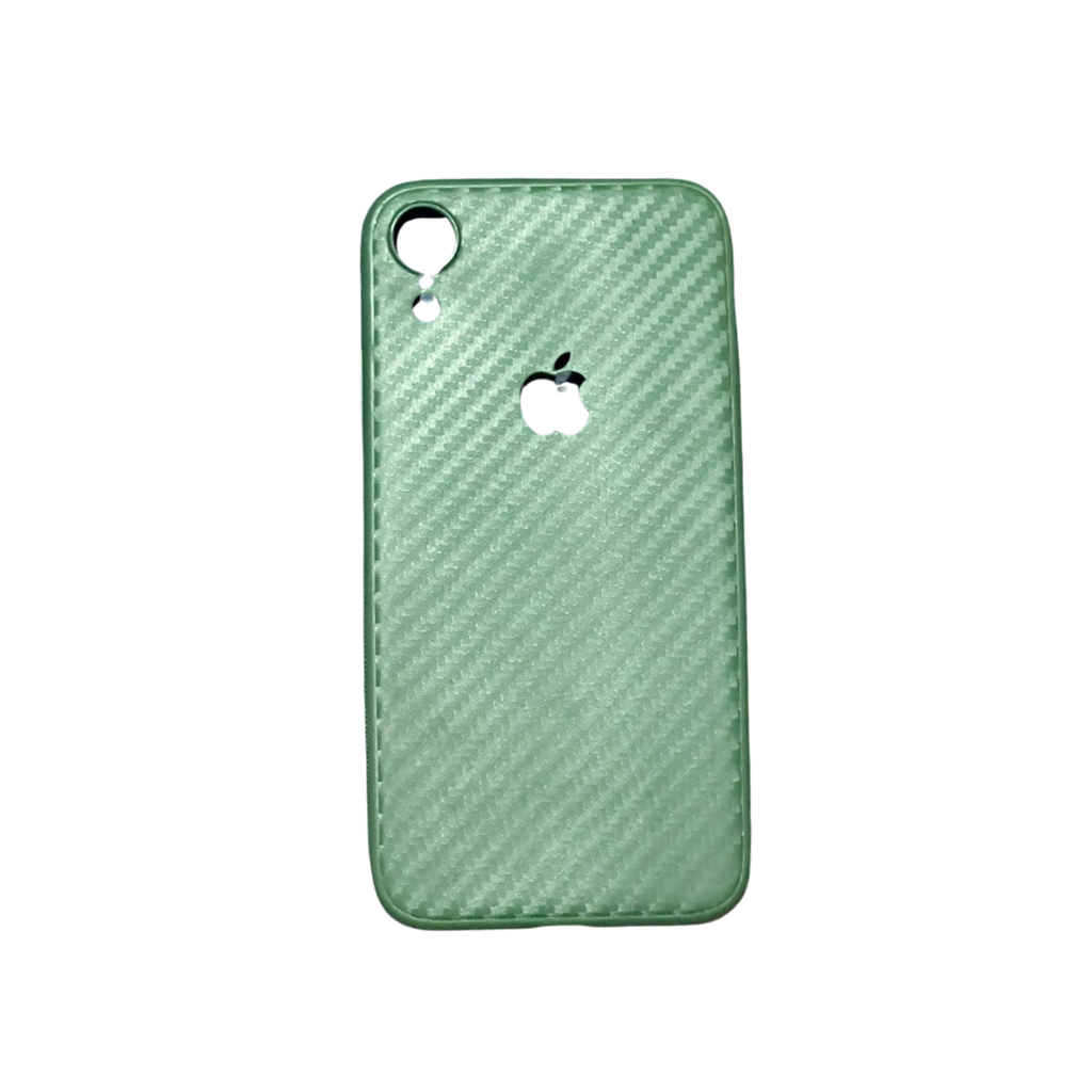 ESTUCHE DISEÑO FIBRA DE CARBONO VERDE IPHONE XR
