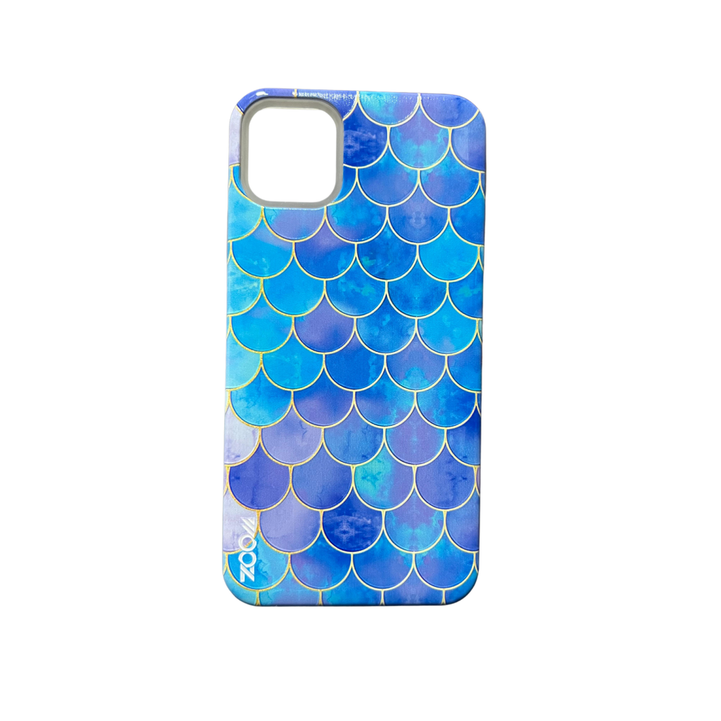 ESTUCHE IPHONE 11 PRO MAX ZOOM DISEÑO ESCAMAS CELESTE