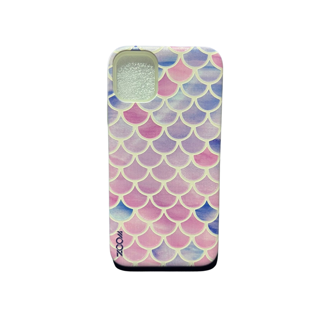 ESTUCHE IPHONE 11 ZOOM DISEÑO ESCAMAS ROSA CLARO