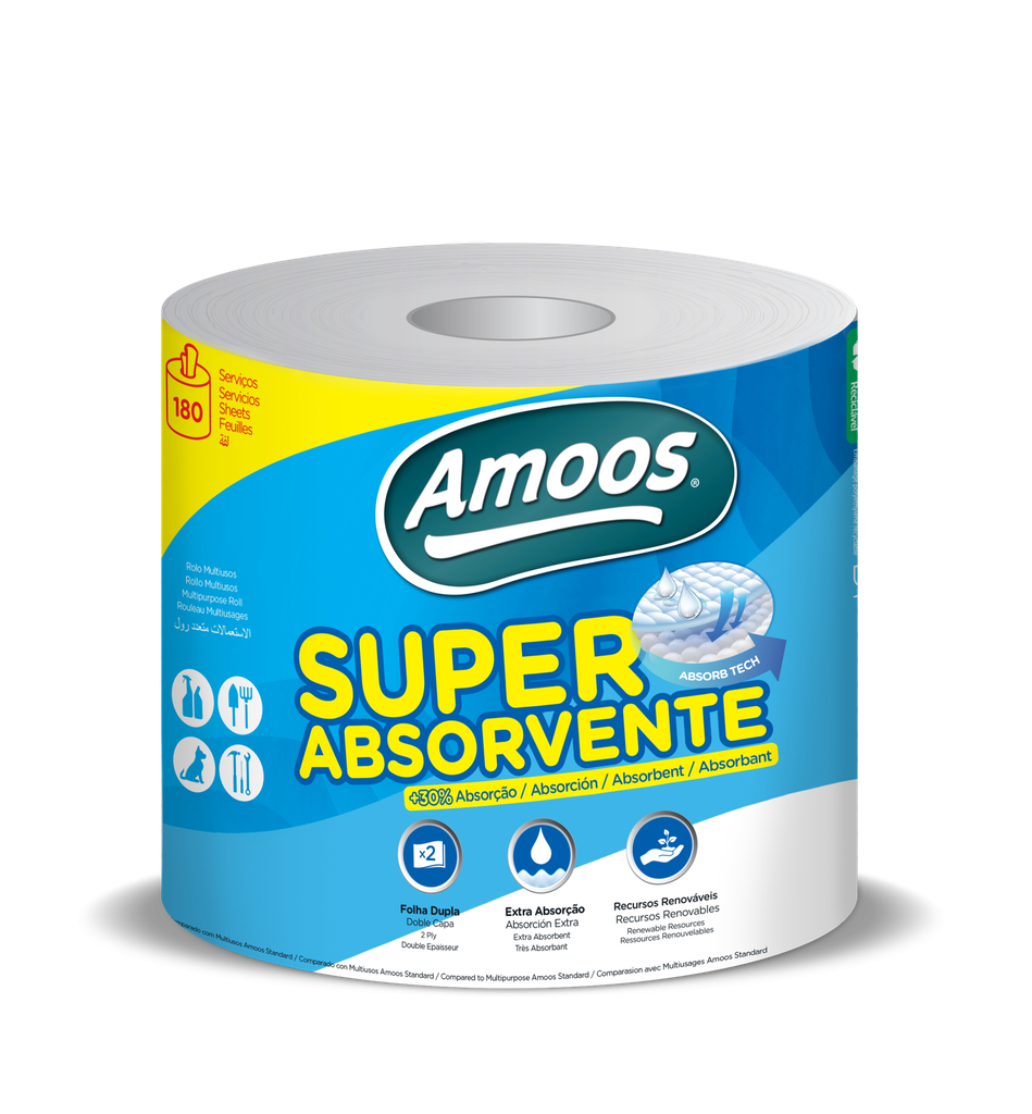 Amoos toalla mayordomo super absorbente doble hoja 180 h paq 6 und J624510