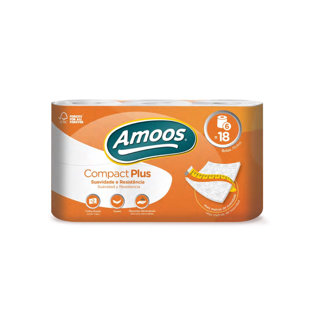 Amoos papel higiénico, doble hoja 400 H 6 rollos paquidérmicos x 7 H624804.1
