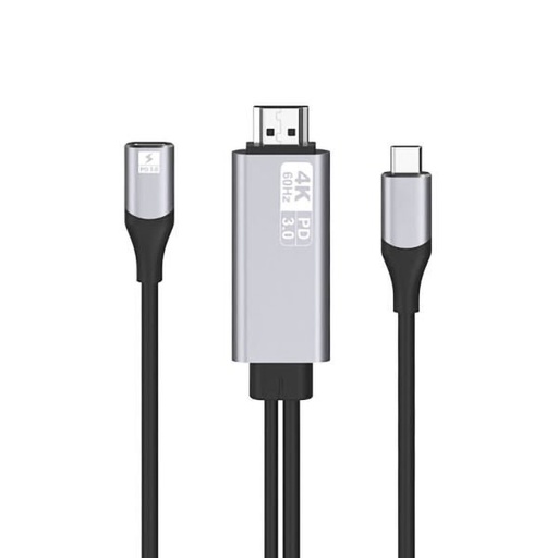 [2904003495727] CABLE ADAPTADOR TIPO C A HDMI 4K 60HZ CON USB C CON SOPORTE PD CARGA RAPIDA OTN 9572PD 1.8M