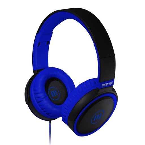 [MX00303] Maxell audífonos con micrófono hp-b52 full size headphone w/mic blk/blu cable 3.5mm