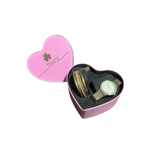 Reloj con pulseras con caja de corazon de mujer
