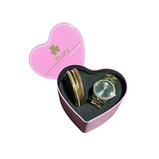 Reloj con pulseras con caja de corazon de mujer 2