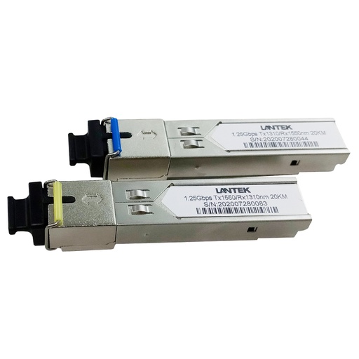 Transceiver 1.25G SFP SC BIDI Monomodo 20km 1310/1550nm (Kit 2 pcs), LANTEK LTK-SFP WDM 1317