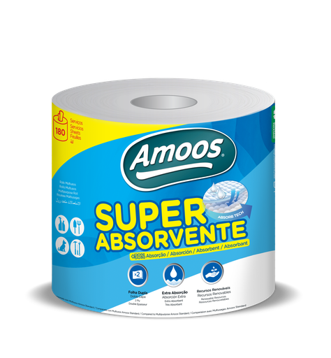 [AM00037] Amoos toalla mayordomo super absorbente doble hoja 180 h paq 6 und J624510