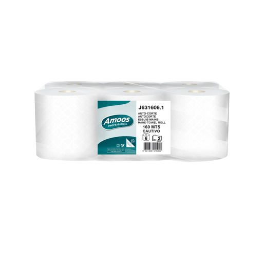 Amoos toalla de manos 160 mts doble hoja pk 6 rollos J631606.2