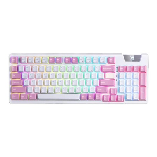 TECLADO LINEA PRO GAMING KG972W MARVO BLANCO ROSADO